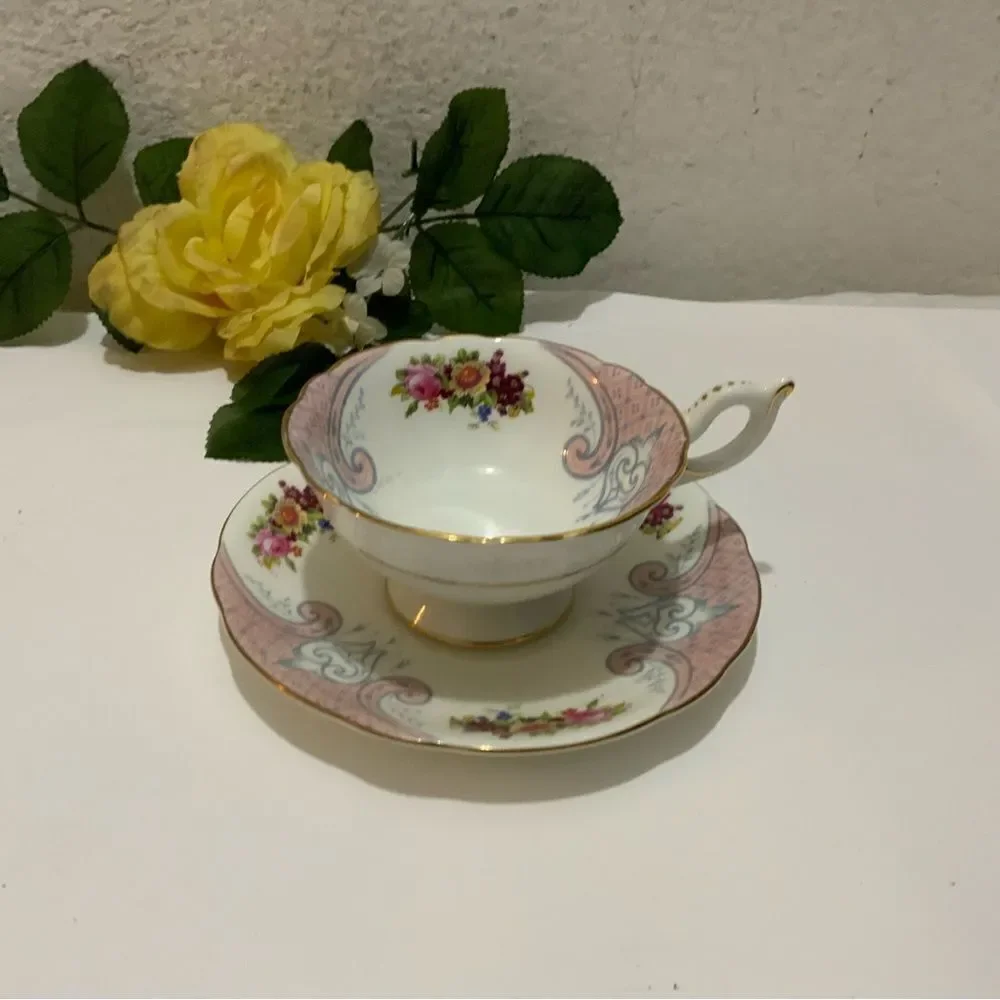 Vintage Mini Coalport Teacup and Saucer floral Bone China Made in England G7